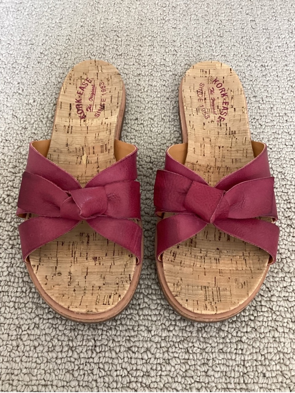 Kork-Ease Women's Pink Bow Slide Sandals Size 9